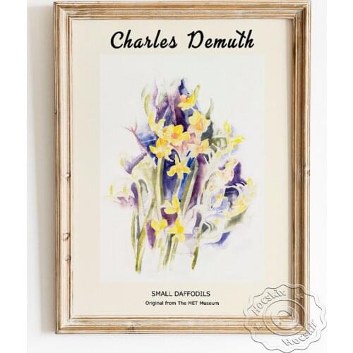 Charles Demuth Exhibition Museum Poster, Small Daffodils Canvas Painting, Vintage Flowers Art Wall Stickers, Home Decor Prints