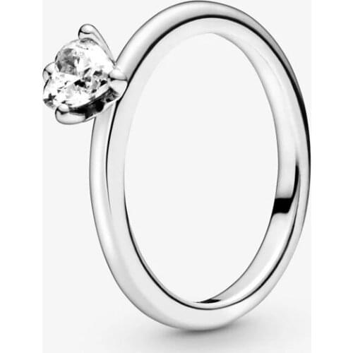 2021 New Free shipping Authentic 925 Sterling Silver Clear Heart Solitaire Rings For Women DIY Jewelry S925 Cubic Zirconia Ring