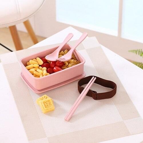 Lunch Box Eco-friendly Bamboo Fiber Material Portable Bento Box Microwaveble Food Storage Container For Office Children