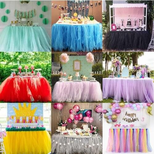 Hot! Multi Colors Table Skirt Tutu Tulle Table Cloth For Wedding Party Table Decoration Home Textile Tablecloths Accessories