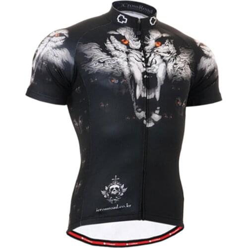 LIFE ON TRACK Mens Bike Jerseys Mountain Road Bike Short Sleeve Wolf Cycling Clothings Pro Cycling Jersey Ciclismo