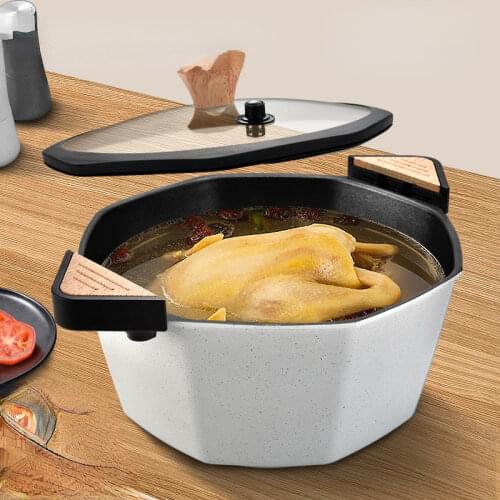 Medical Stone Non Stick Soup Pot Multifunction Steamed Stock Pot Stew Metal With Lid Utensilios De Cocina Cookware Sets ZY50SP