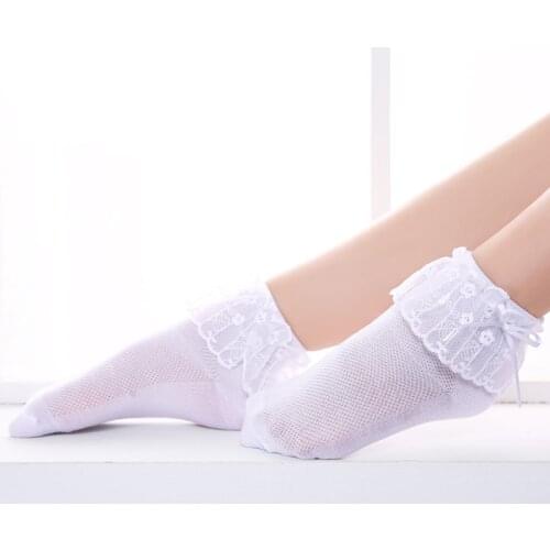 Fashion Kids Socks Baby Girl Ruffle Sock Cute Baby Frilly Toddle White Pink Lace Kid Cotton Socks For Girls Dance Ankle Socks
