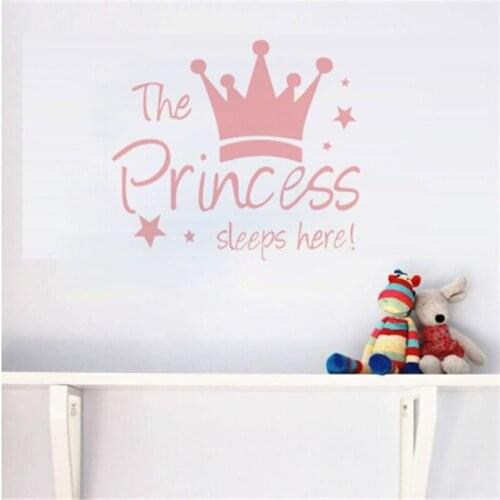 The Pricess Sleeps Here Childrens Room English Alphabet Wall Sticker Baby Girl Room Home Decor Sticker Mural