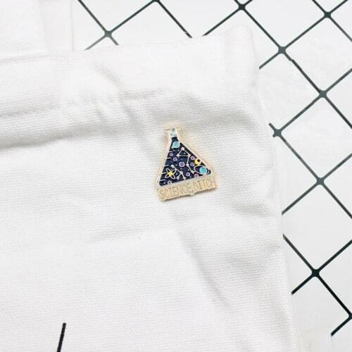 SCIENCE Experiment Chemical pin Scientific Reaction Star and Moon Enamel Bottle Pin jewelry For science fashion gift