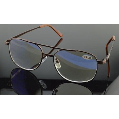 Double Bridge Polit Brown Frame Retro Men Women Progressive Multifocus Reading Glasses Add 75 100 125 150 175 200 to 400