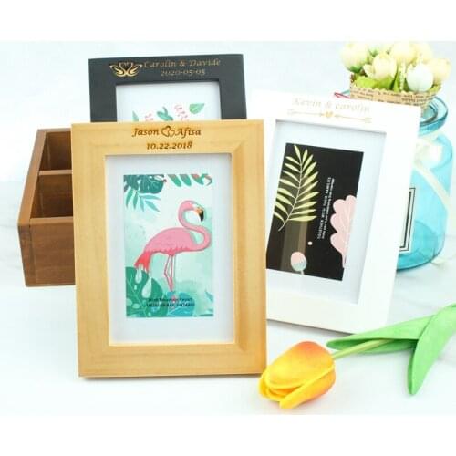 Personalized wedding engraved logo Wooden Photo Frame Picture Frames rustic wedding decoration centerpieces home decor