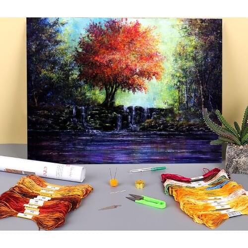 Natural Scenery Inspiration Printed 11CT Cross Stitch Full Kit DIY Embroidery DMC Threads Handiwork Hobby Handicraft Needle