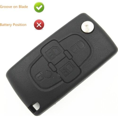 4 Buttons Replacement Folding Key Shell Blank With Groove on Blade No Battery Place For Peugeot 207 307 407 1007 Key Shell Fob