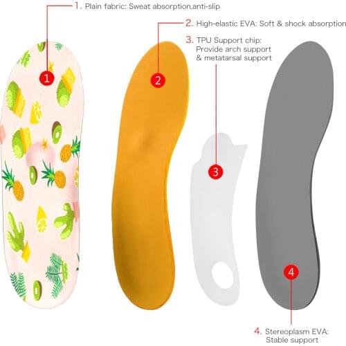 Memory Foam Brown Plant High Arch Support Insole EVA Orthopedic Insoles for Men and Women Foot Heel