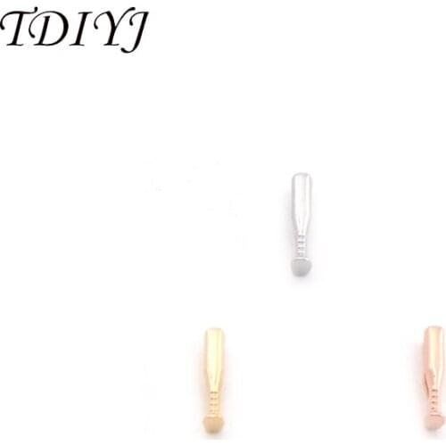 TDIYJ Sports Charm 10mm Alloy Baseball Bat Slide Charm Bead For Rose Gold Bracelets 12Pcs/lot
