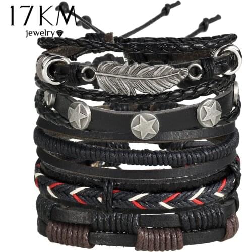 Vintage Multiple Charm Bracelets Set For Men Woman Fashion Wristbands Owl Leaf Leather Bracelet Bangles 2019 Party Jewelry