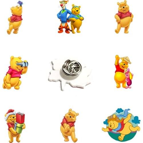 Disney Winnie The Pooh And Jumping Tiger Lapel Pin Ladies Jewelry Pattern Resin Acrylic Jewelry Cartoon Childrens Accessories