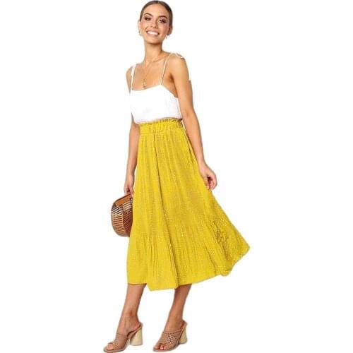 2021 summer new style pleated skirt fashion print polka dot pocket ladies skirt female long skirt skirt