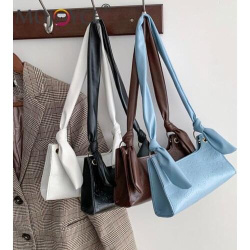 Women Cartoon Embossing Messenger Bag Solid Color PU Crossbody Bag Ladies Small Underarm Handbags All-match Armpit Pouch