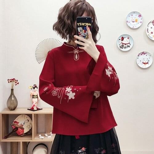 Traditional Chinese Blouse Cheongsam Top Tang Suit Shirt Asian Streetwear Girl Casual Harajuku Qipao Gothic Clothes Woman 12675