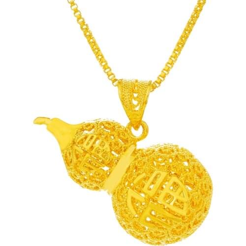 24K gold Pendant Necklace for Women Fashion gourd Design 24K Dubai Gold Jewelry Wedding Anniversary Commemorate Jewelry