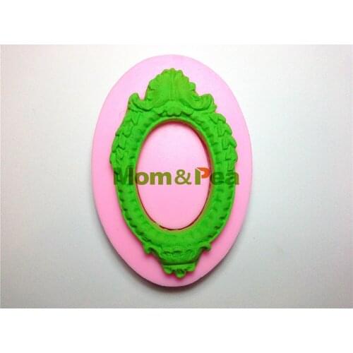 Mom&Pea 0176 Free Shipping Mirror Frame Shaped Silicone Mold Cake Decoration Fondant Cake 3D Mold Food Grade Silicone Mould