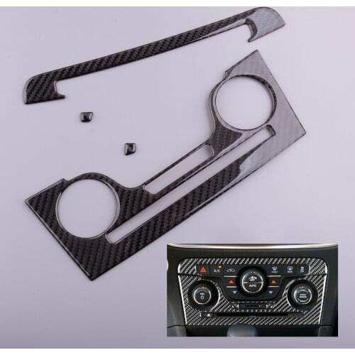 1 Set Car Interior Console CD AC Panel Covers Trims Black Carbon Fiber Fit For Dodge Charger 2011 2012 2013 2014