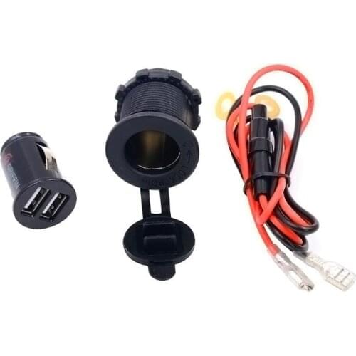 100pcs 12V 24V 2 Dual USB Motorcycle Car Cigarette Lighter Socket Charger Power Adapter Outlet Car Accessories