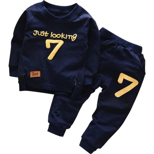 Spring Autumn Children Boys Girsls Clothing Cotton Long Sleeve Letter Sets Kids Clothes Tracksuit Baby T-Shirt Pants 2 Pcs/Suit