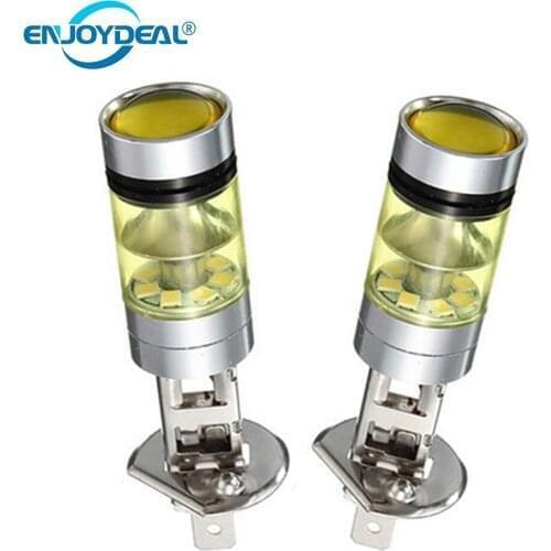 2pc Super Bright H1 2828SMD 100W 20LED Car DRL Fog Light Headlight Lamp BulbYellow Gold Car indicator light For All Model Car