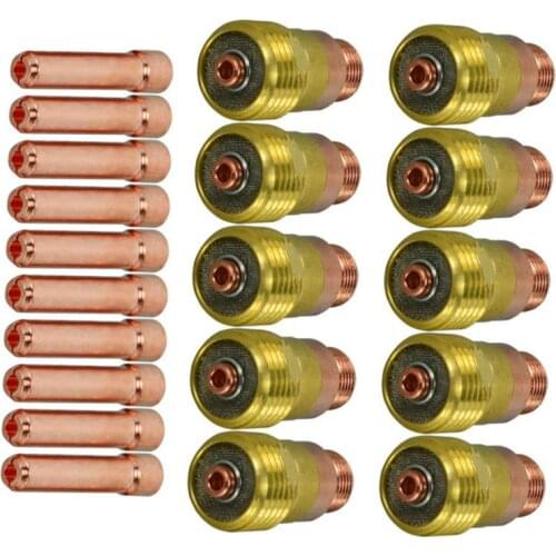 20pcs TIG Stubby Gas Lens Set Durable Tig Welding Torch Weld Consumables 17GL332 10N24S 3/32 TIG Collet Kit DB SR WP 17 18 26