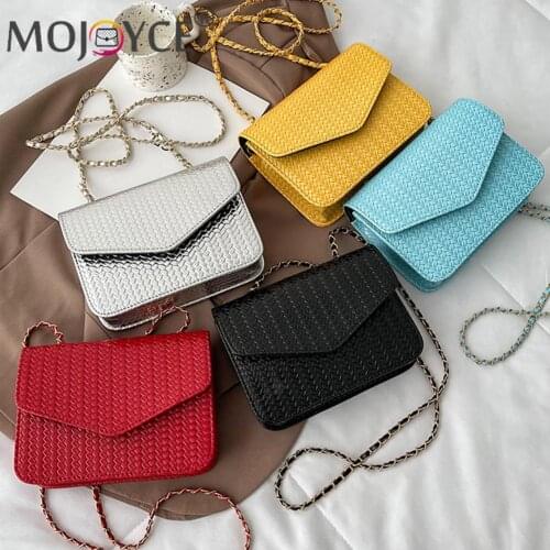 2021 Fashion Retro Women PU Leather Pure Color Shoulder Bag Ladies Chain Small Crossbody Bags Pleated Tote Bag