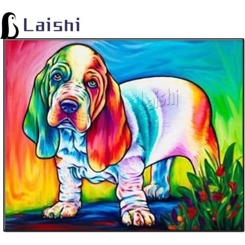 5d diamond painting Colorful english bulldog diy full square diamond round diamond mosaic view DIY rhinestone painting home art