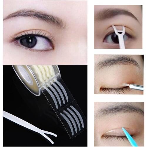 600pcs Eyelid Tape Sticker Invisible Double Fold Eyelid Paste Clear Beige Stripe Self-adhesive Natural Eye Tape Makeup Tools