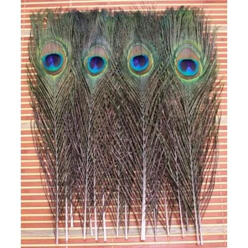 AA 100pcs 25-30cm / 10-12inch natural real peocock rear feathers big eyes plumes home party table decoration