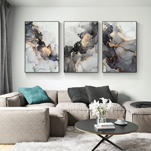 Abstract Wall Art Painting Gold Black Marble Canvas Poster Modern Nordic Posters and Prints Living Room Decoration Wall Pictures