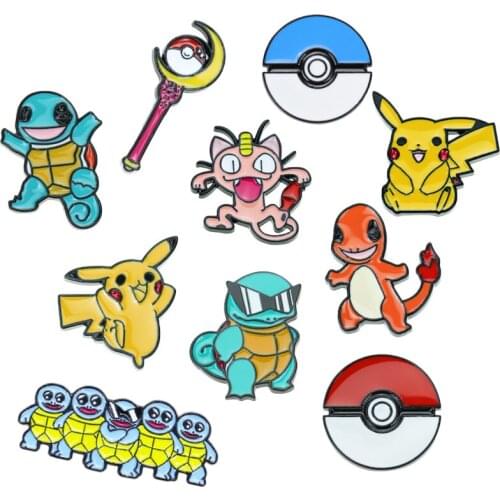 Pokemon Series Brooch Pikachu Jenny Turtle Fire Dragon Turtle Cartoon Anime School Bag Decoration Boys Girls Clothes Accessories