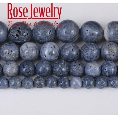 Natural Stone Blue Coral Beads In Loose 15" Strand 6 8 10 12 MM Pick Size For Jewelry Making DIY Bracelet Necklace Accessories
