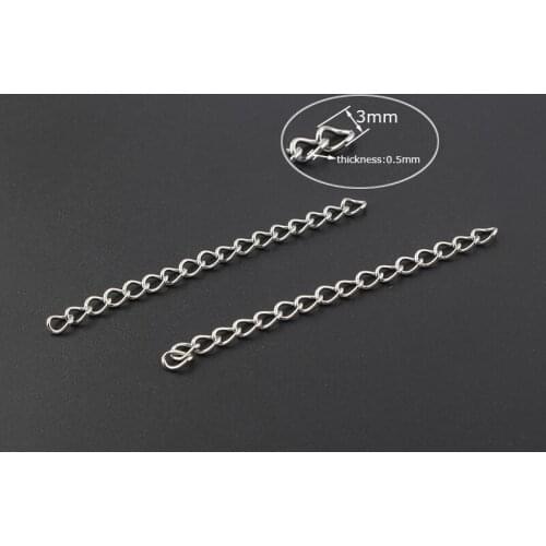 100pcs Stainless Steel 45mm Length Link Chain Jewelry Accessories Fashion Bracelet Necklace Extend Chain Jewelry Findings Making