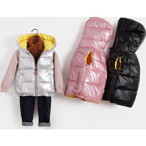 Children vest girls down cotton coats autumn/winter kids baby vest thickening boys warm outerwear fashion hooded clothing