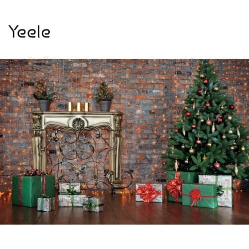 Yeele Brick Wall Christmas Tree New Year Baby Gift Photography Backdrop Photographic Decoration Backgrounds For Photo Studio