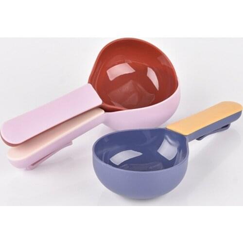 Pet Food Spoon For Dogs Cats Birds Plastic Measuring Cup Dog Food Scoop With Sealing Bag Clip Pet Food Feeding Spoon Accessories