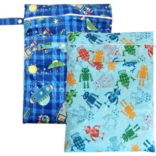 Multi-functional waterproof diaper bag with double pockets, wet dry nappy bag for keeping baby cloth dirty and clean diaper