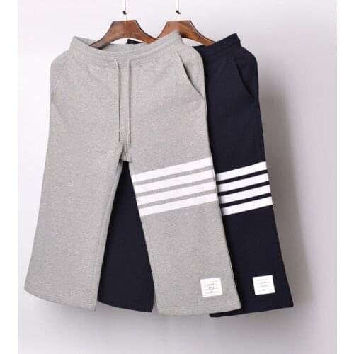 2021 Fashion Brand TB THOM Sweatpants Men Women Cotton Casual Sports Trousers summer Hip-hop Wide Leg Pants Calf-Length Pants