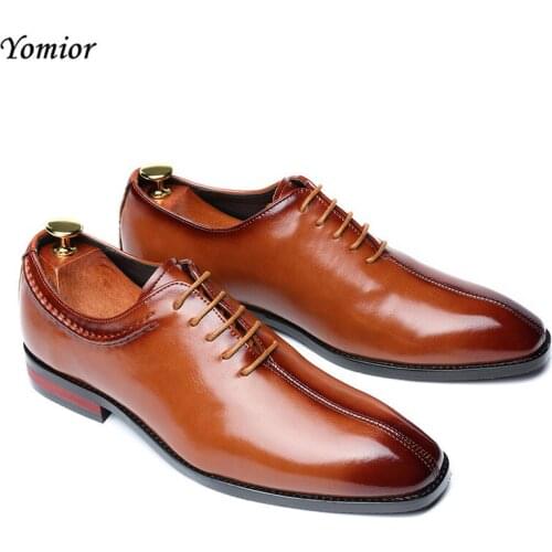 Yomior Big Size Square Toe Mens Dress Shoes Italian Formal Loafers Business Suit Wedding Elegant Shoe for Male Zapatilla Hombre