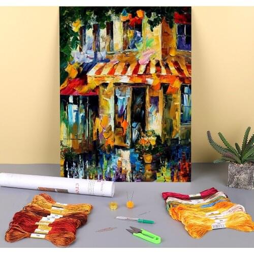 City Colors Printed Fabric 11CT Cross Stitch Embroidery Complete Kit DMC Threads Sewing Handiwork Handmade work Promotions