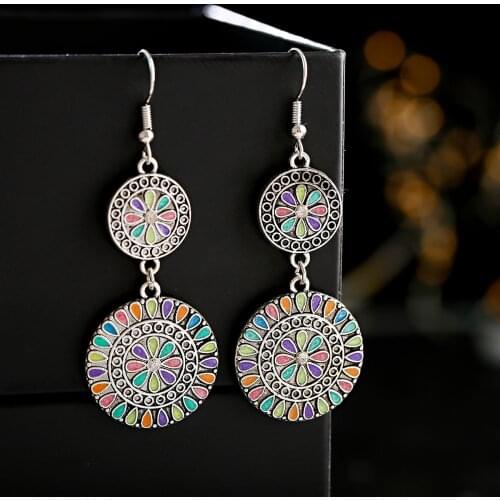 Colorful Beads Earring Hair Sticks Set Indian Jewelry Earrings For Women Accessories Boho Hairpin Chinese Pendant Ethnic Dangle