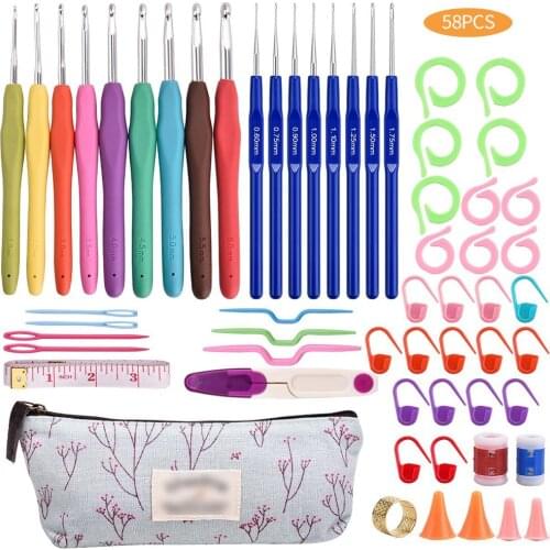 58-piece crochet hook set and yarn knitting needles sewing kit knitting gauge scissors needle holder crocheting home office gift