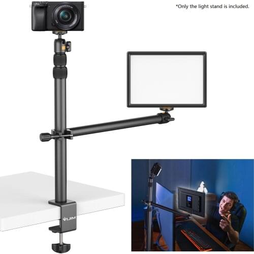 VIJIM Desktop Light Stand with Extendable Phone Clip Rotatable Ball Head 1/4" Screw for Camera Phone Video Light Live Streaming