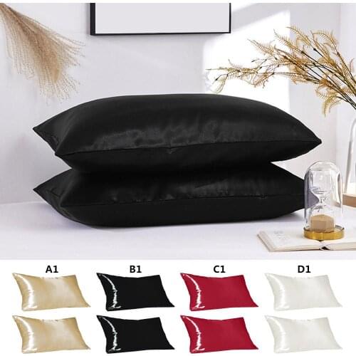 Housewife Pillow Cases Pair Polycotton 2 PCS silks pure color pillowcase contracted pillowcases 51 * 76 cm bedding