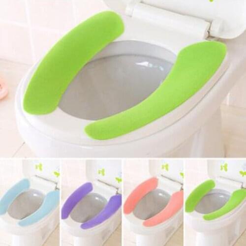 Solid Color Magic Adhesive Bathroom Toilet Closestool Pad Washable Soft Warm Seat Cover Waterproof Toilet Pads Cushion