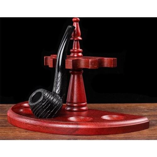 Romanesque Bracket Rosewood Wooden Smoking Pipe Stand Rack Holder For 5 Pipes Tobacco Herb Stand Smoke Accessories Gifts