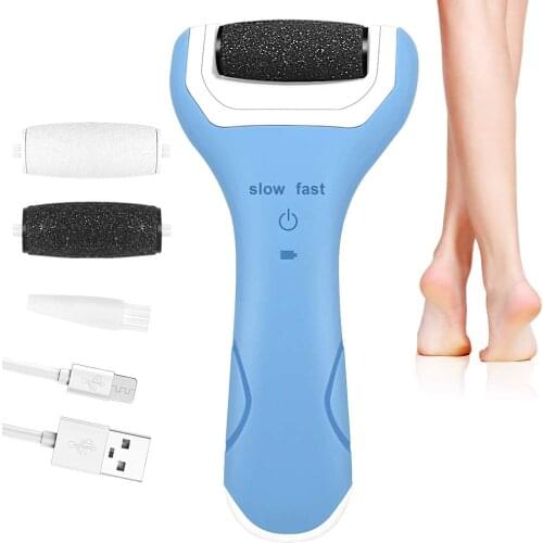 Foot File Electric Hard Skin Remover Foot Pedicure Callus Remover USB Rechargeable Foot Care Tool with 2 Roller Heads