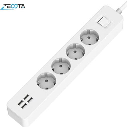 Multiple Smart Power Strip Extension Electrical Sockets with USB Surge Protector 4 way AC EU Plug Outlets 1.8m Cord for PC Phone